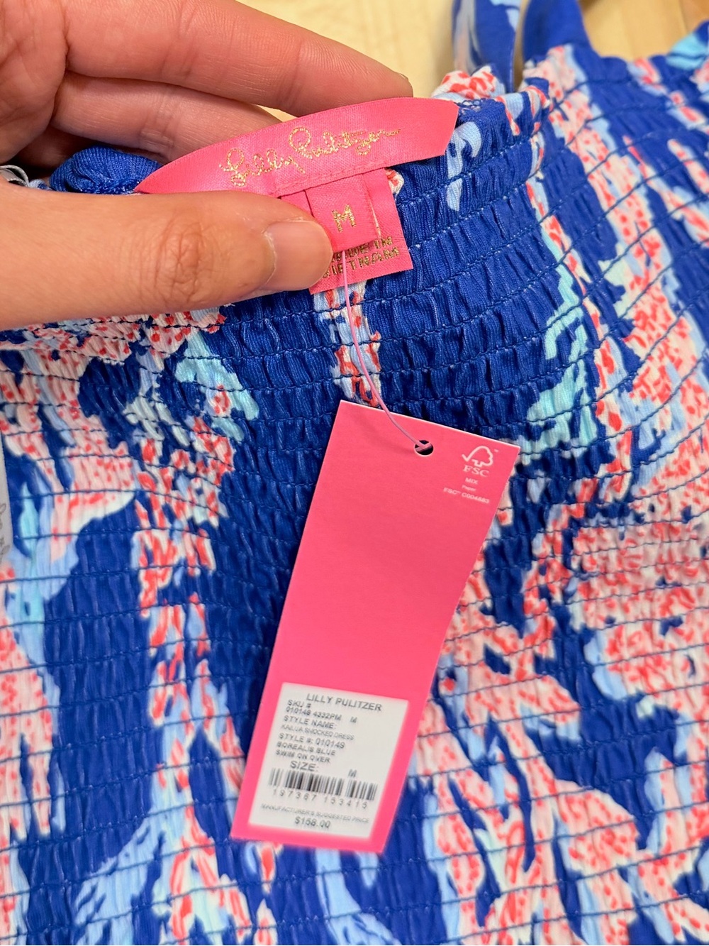 NWT Lilly Pulitzer Women’s Kailua Smocked Dress In Borealis Blue Swim On Over - Picture 6 of 6